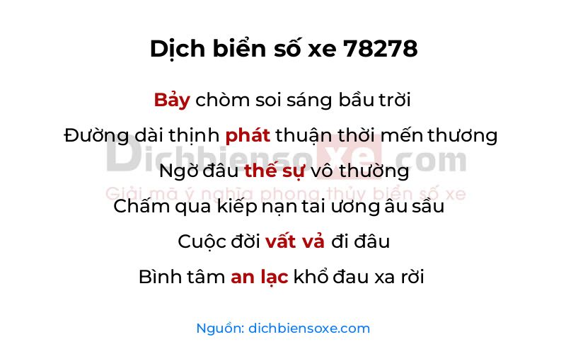 Dịch thơ biển số 78278