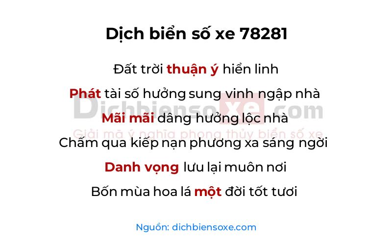 Dịch thơ biển số 78281