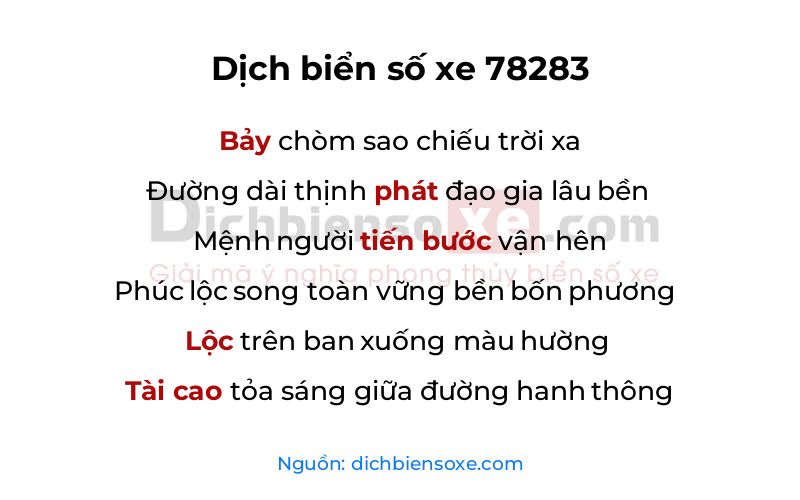 Dịch thơ biển số 78283