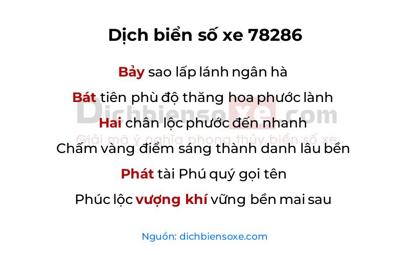 Dịch thơ biển số 78286