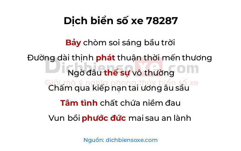 Dịch thơ biển số 78287