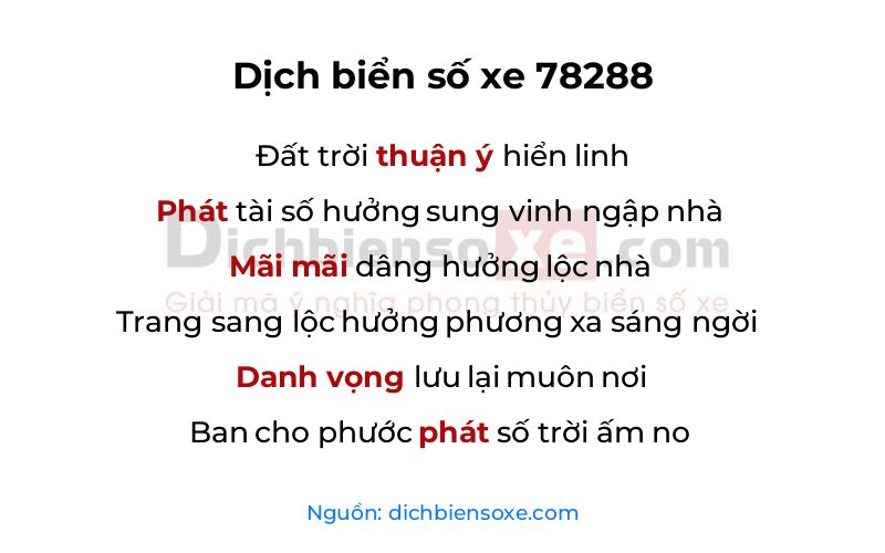 Dịch thơ biển số 78288