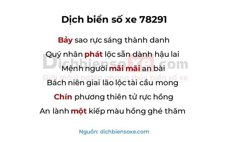 Dịch thơ biển số 78291