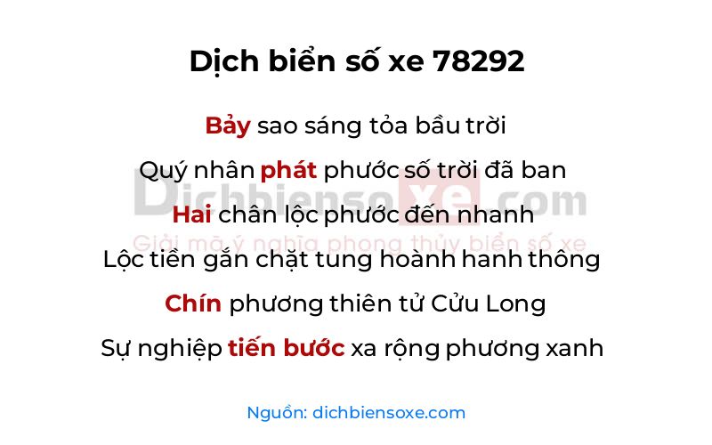 Dịch thơ biển số 78292