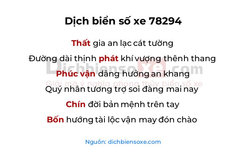 Dịch thơ biển số 78294