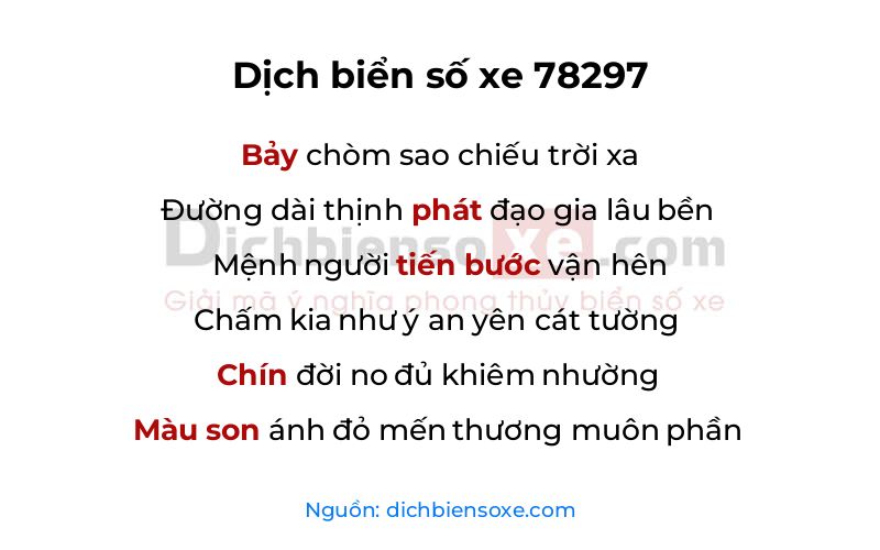 Dịch thơ biển số 78297