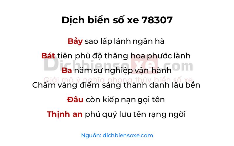 Dịch thơ biển số 78307
