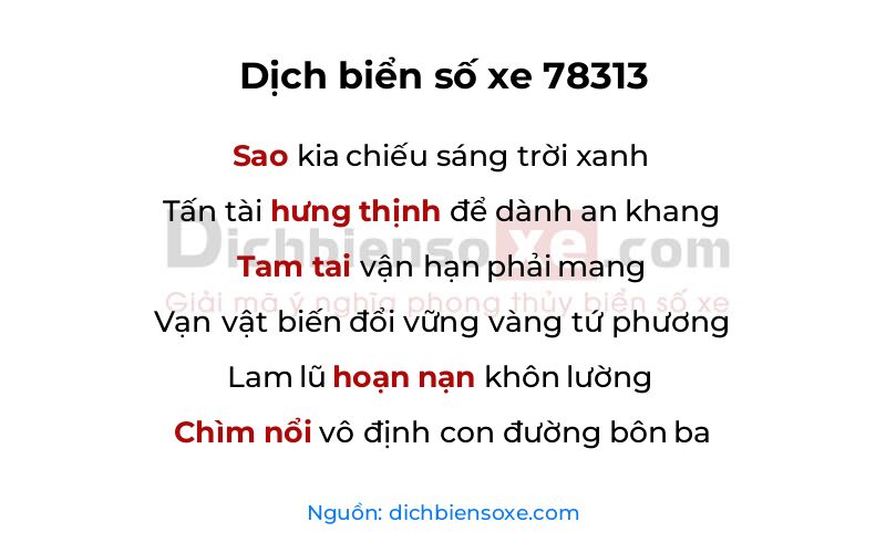 Dịch thơ biển số 78313