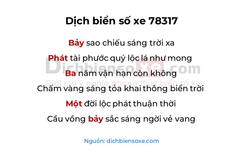 Dịch thơ biển số 78317