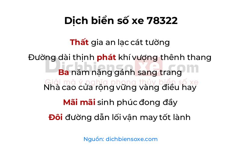 Dịch thơ biển số 78322