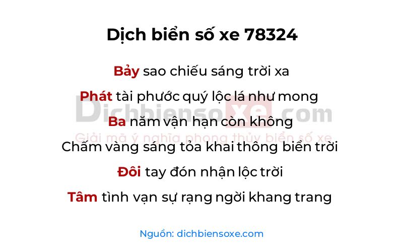 Dịch thơ biển số 78324
