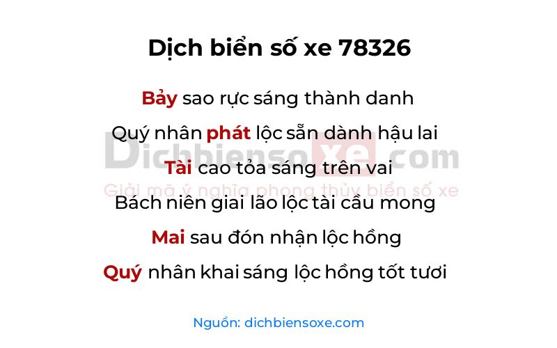 Dịch thơ biển số 78326