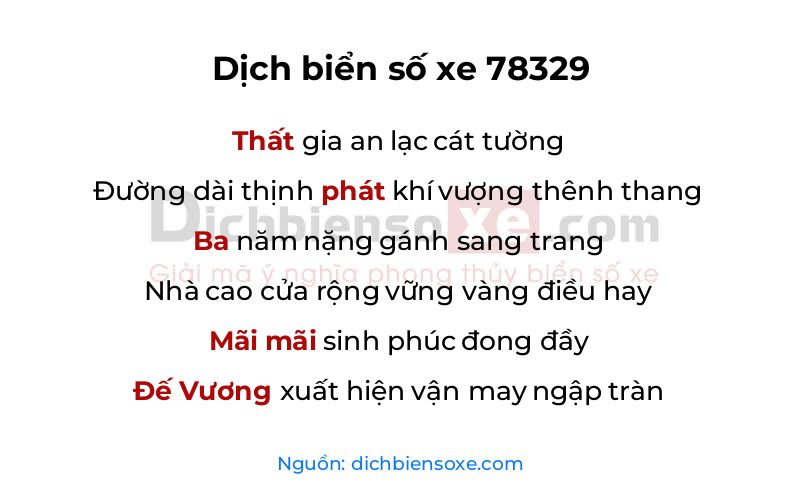 Dịch thơ biển số 78329