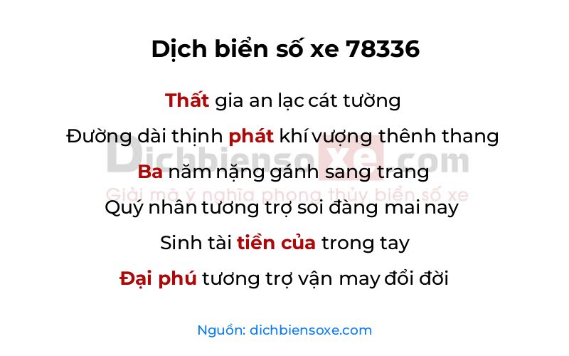 Dịch thơ biển số 78336