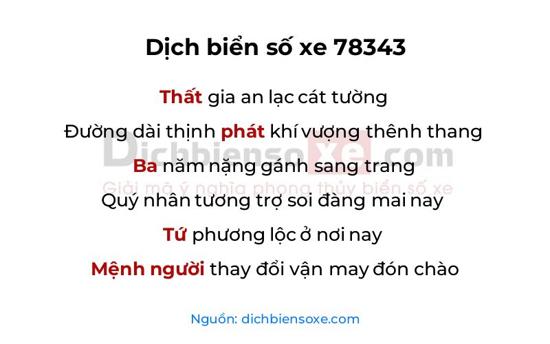 Dịch thơ biển số 78343