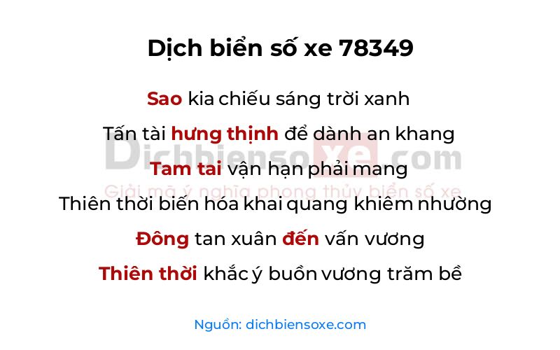 Dịch thơ biển số 78349