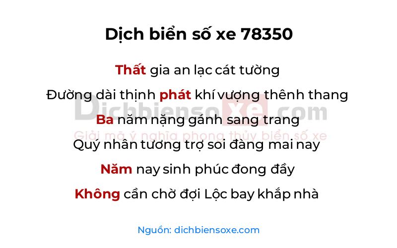 Dịch thơ biển số 78350