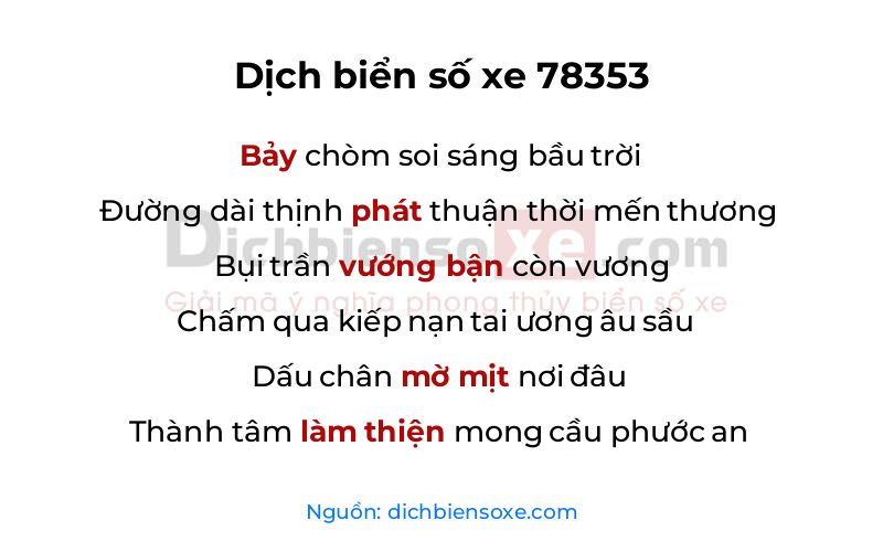 Dịch thơ biển số 78353