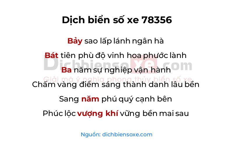 Dịch thơ biển số 78356