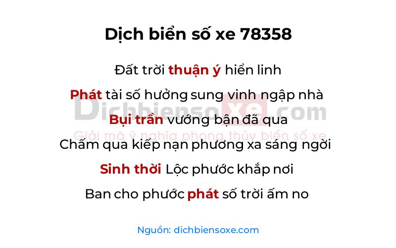 Dịch thơ biển số 78358
