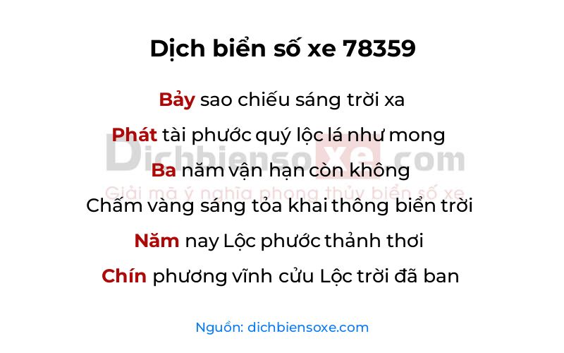 Dịch thơ biển số 78359