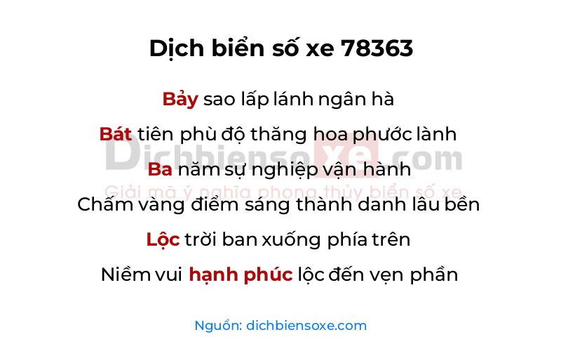 Dịch thơ biển số 78363