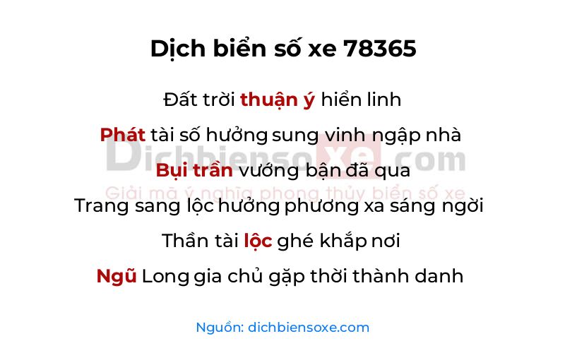 Dịch thơ biển số 78365
