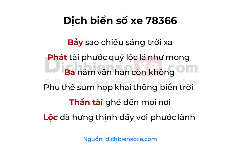 Dịch thơ biển số 78366