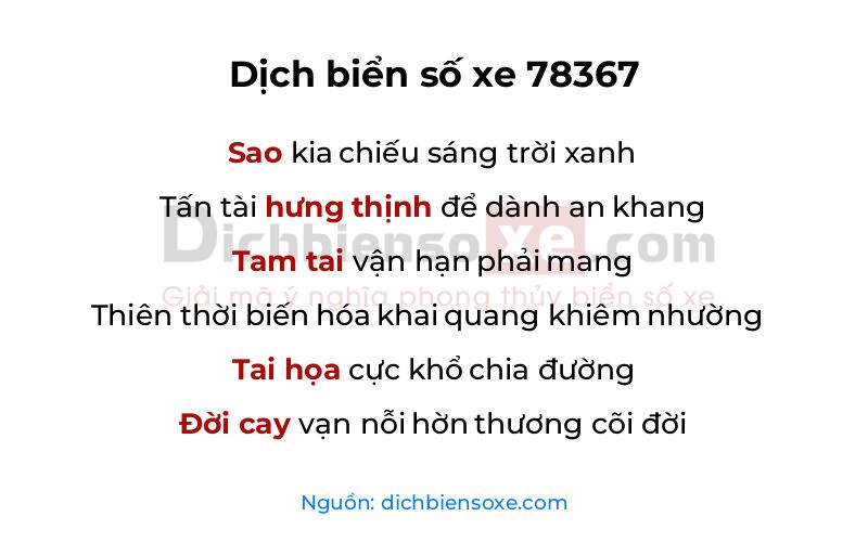 Dịch thơ biển số 78367