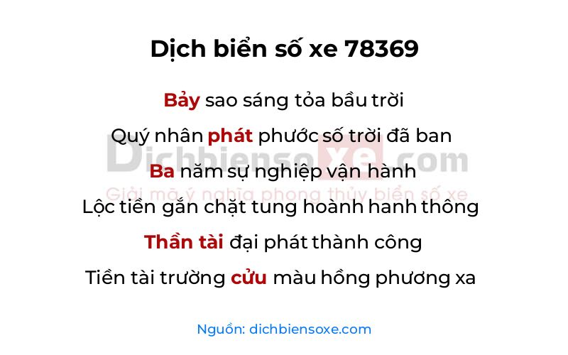 Dịch thơ biển số 78369