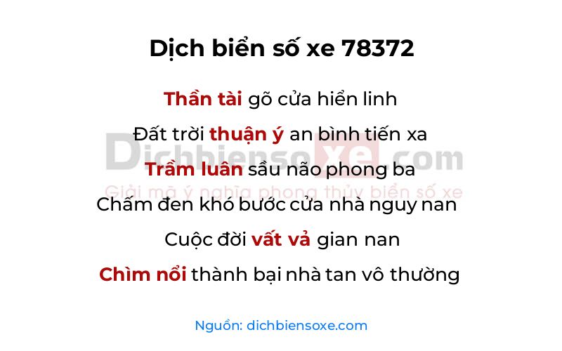 Dịch thơ biển số 78372
