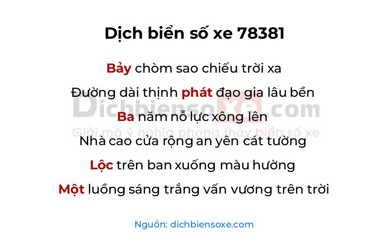 Dịch thơ biển số 78381