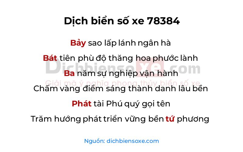 Dịch thơ biển số 78384