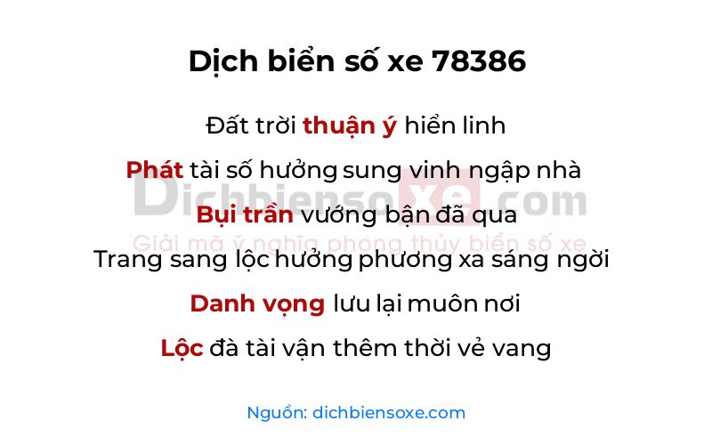 Dịch thơ biển số 78386