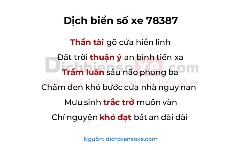 Dịch thơ biển số 78387