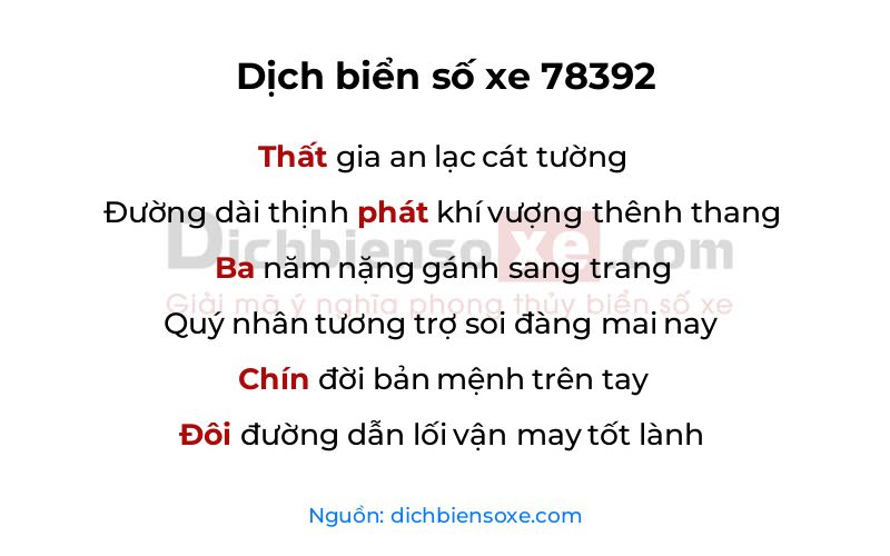 Dịch thơ biển số 78392