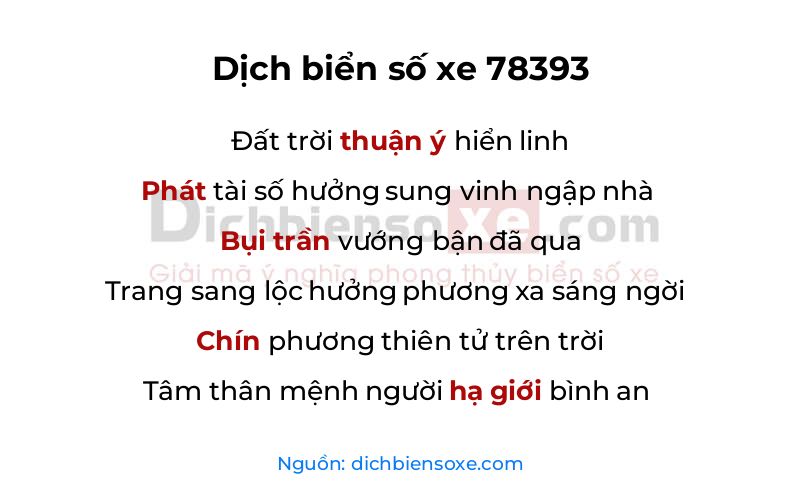 Dịch thơ biển số 78393