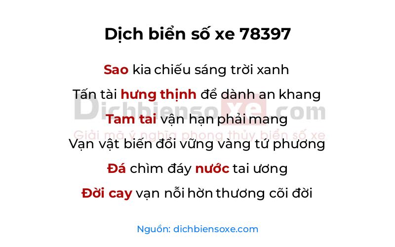 Dịch thơ biển số 78397