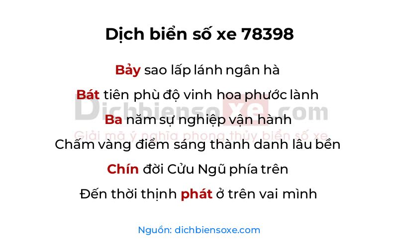 Dịch thơ biển số 78398