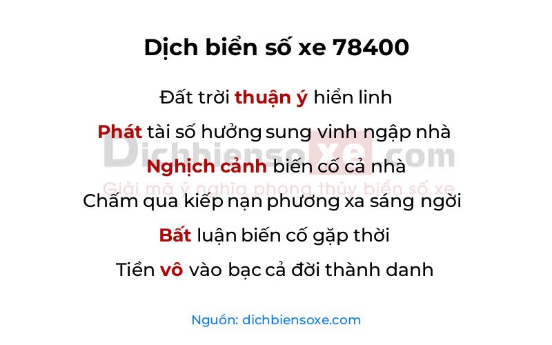 Dịch thơ biển số 78400