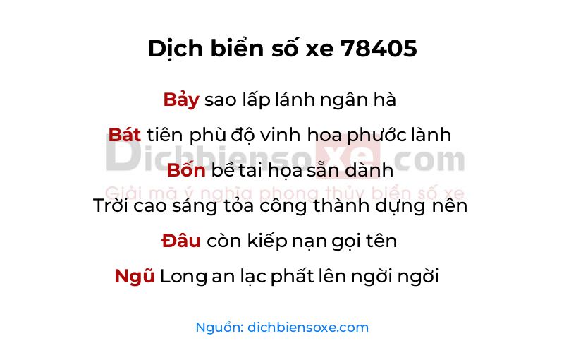 Dịch thơ biển số 78405