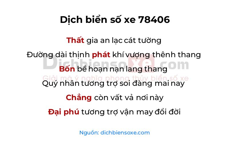 Dịch thơ biển số 78406