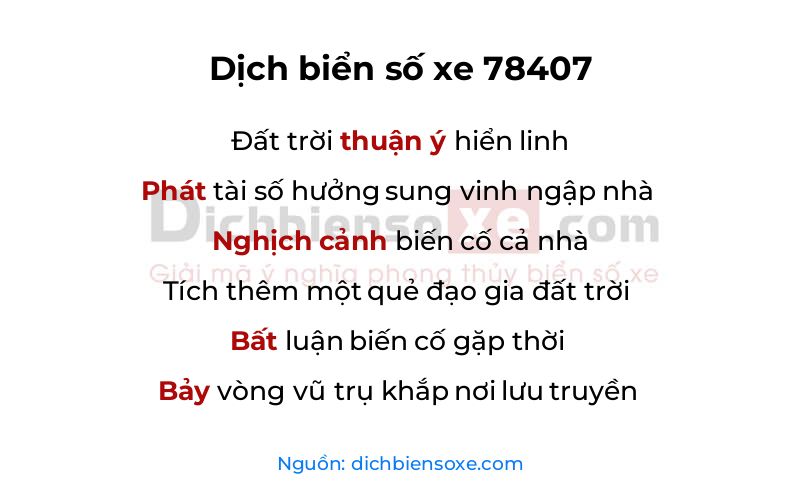 Dịch thơ biển số 78407
