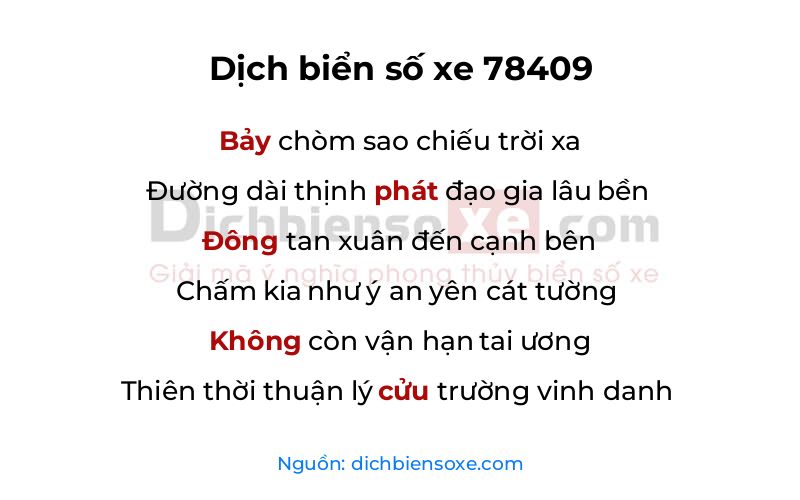 Dịch thơ biển số 78409