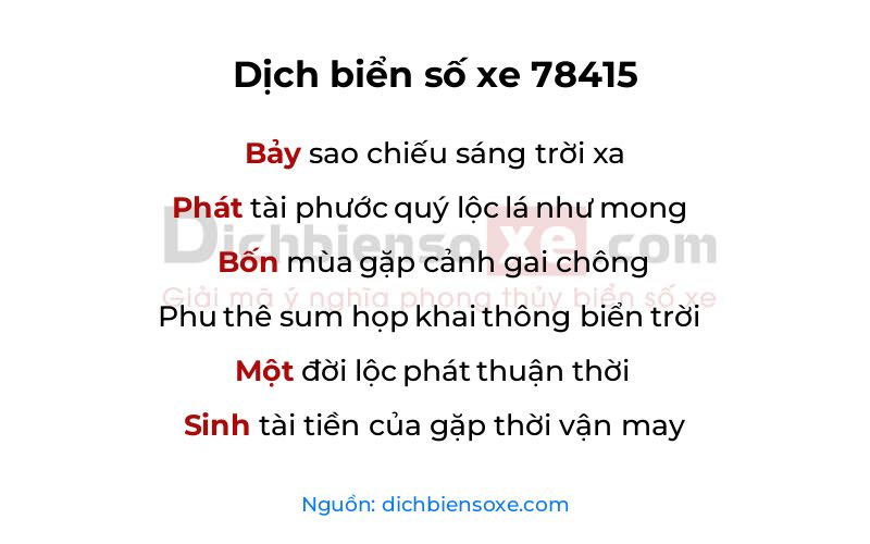Dịch thơ biển số 78415