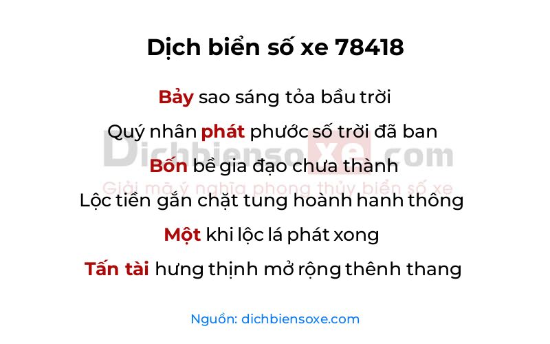Dịch thơ biển số 78418