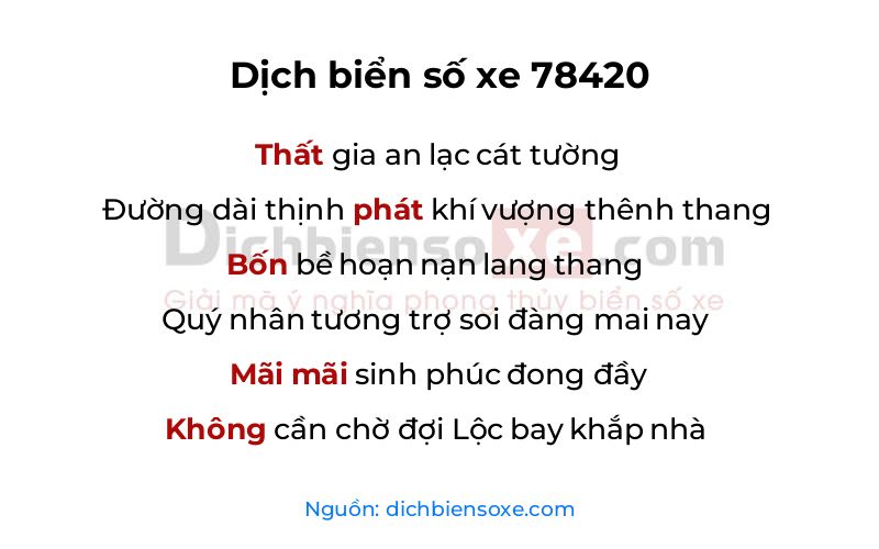 Dịch thơ biển số 78420