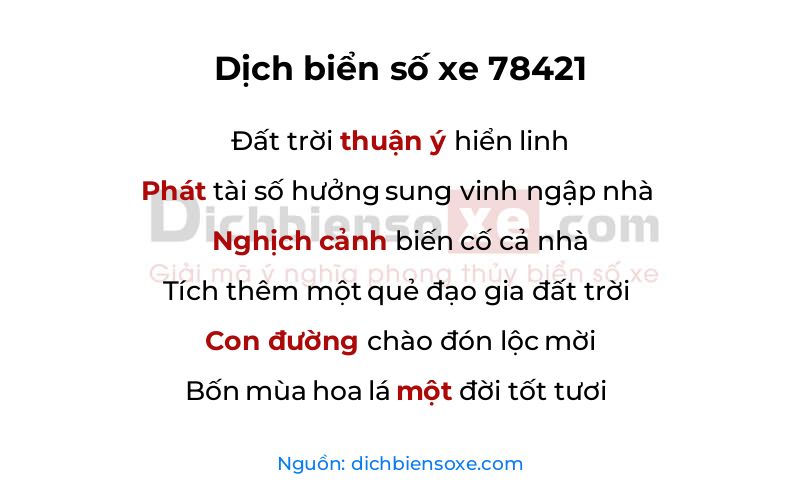 Dịch thơ biển số 78421