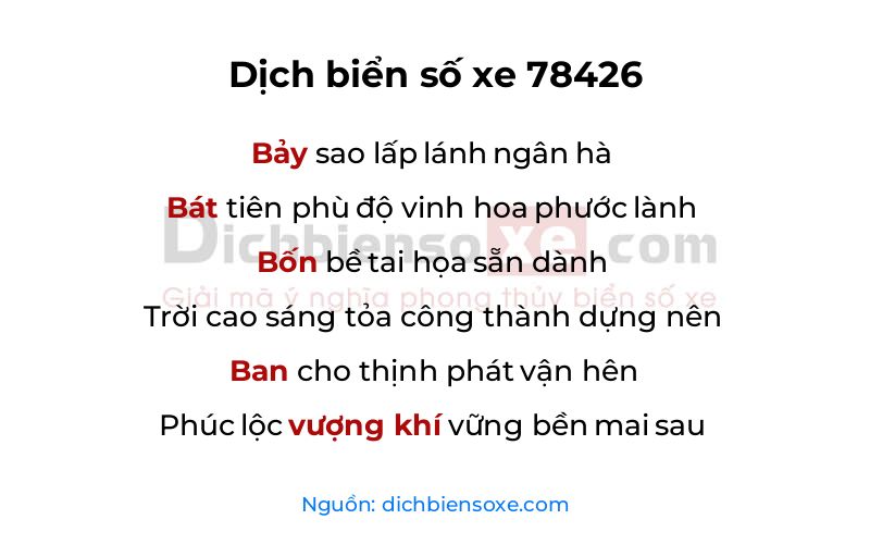 Dịch thơ biển số 78426