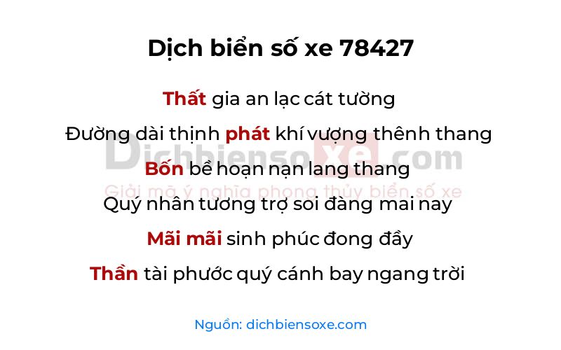 Dịch thơ biển số 78427